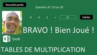 Excel apprendre à faire un jeu des tables de multiplication