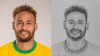 How to Draw Neymar Jr⚽ Pencil Sketch | Football Player Easy Drawing Tutorial for Beginners