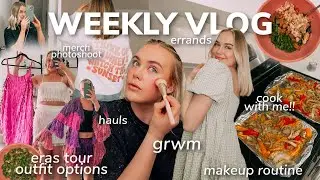WEEKLY VLOG: eras tour outfit, grwm/makeup routine, merch photoshoot, running errands, cooking!!