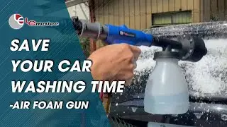 Washing your car with the Lematec air foam gun saves time. 