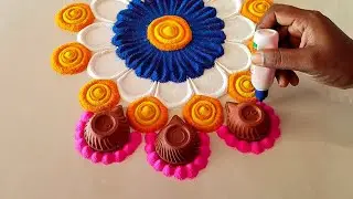 Big Rangoli design for Diwali 🪔. Dhanteras rangoli design. colourful rangoli for Diwali.
