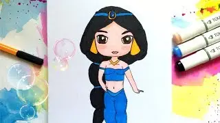 Как нарисовать ЖАСМИН с мультфильма Алладин ♥ How to Draw Disney Princess Jasmine from Aladdin Cute