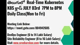 (తెలుగులో) New Daily Kubernetes JULY 3rd 2024 7PM to 8PM IST CKA CKAD AKS EKS RANCHER ISTIO HELM