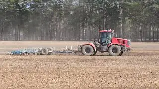 КИРОВЕЦ 744Р3 на культивации почвы,JOHN DEERE 6135B внесении удобрений.