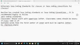 What Is Java Coding Standards for classes or Java coding conventions for classes?