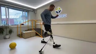 I am learning to walk correctly with hip and shin prostheses.