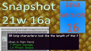 Minecraft Snapshot 21W 19A Java 16 and 50 character long item names