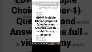 See full video on my channel. EDPM Multiple Choice Questions and Answers (Part 2 continued)