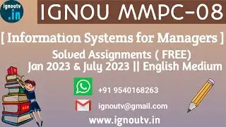 IGNOU MMPC-08 Solved Assignment Jan 2023 & July 2023  [FREE] || IGNOU MBA || IGNOU TV || IGNOU ||