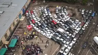 РЕКОРД: логотип SKODA из 144 машин [144 cars in real SKODA logo]