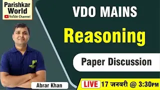 VDO Gramsevak Mains Exam 2022 | Paper Discussion - Reasoning | RSMSSB Demo Class | Parishkar World