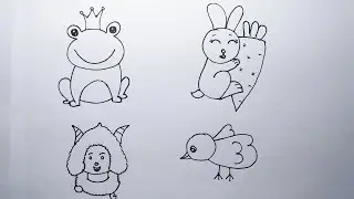 Drawing for kids || How to draw cute animals || drawing for kids easy step by step