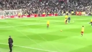 Barcelona training in santiago before el clasico