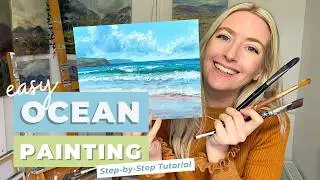 Easy Ocean Painting Tutorial 🎨 Stunning Acrylic Seascape Step by Step!