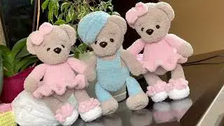 PDF-patterns and Video Tutorials BEAR in pajamas, overalls, dress 3in1 for sponsors and Etsy