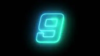 Neon Number Nine Character Short for Opening or Closing Video