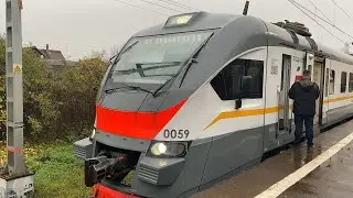 Электропоезд ЭП2Д-0059 платформа Хлюпино до станции Звенигород. 24.10.2023.