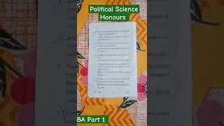 BA Part 1 Political Science Honours Question Paper 2 ( BRABU ) Paper 2📚📚