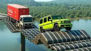 Cars vs Speed Bumps Bridge Challenge in BeamNG Drive!