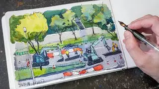 Sketching the road works (timelapse tutorial)