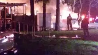 House and truck on fire