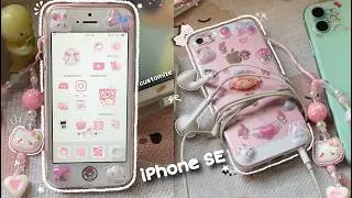 iPhone SE (2016) ♡ Refresh ✦ Case Stickers + Aesthetic Pink Home Screen Customization 💖