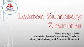 Grammar Lesson Summary-Grade 5