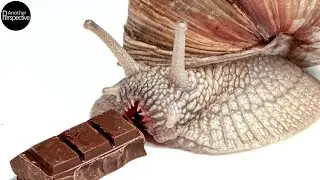 Snail eating Chocolate in Extreme Macro