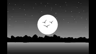 Beautiful Moonlight Scenery step by step  ms paint  computer drawing  scenery drawing