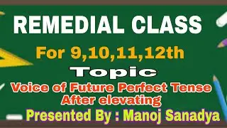 Voice of Future Perfect Tense after elevation l remedial class Presented by Manoj Sanadya