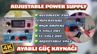 Ayarlı güç kaynağı yapımı | Yüksek amper | how to Make power supply | Powerful | High amp | DIY