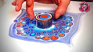 SIMPLY STUNNING   Dancing Fluid Art! Blue & Orange Acrylic Pour Painting  Abstract Art Tutorial