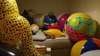 beachball inflatable air mattress popping blow2pop