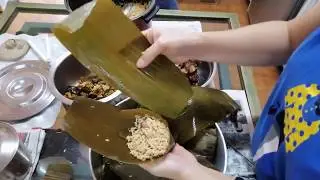 Tips: How to wrap BakChang_adding leaf. Tambah daun BakChang. Zongzi.
