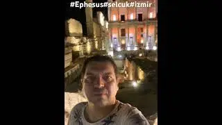 Ephesus archaeological site located in Selçuk, İzmir.nighttime Library of Celsus in the background.
