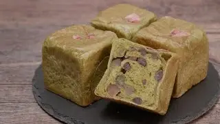 [No music] How to make matcha cube bread [Recipe] [Bread making]