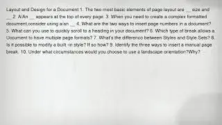 Layout and Design for a Document 1. The two most basic elements of page layout are __ size and __ 2.