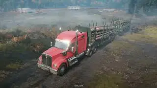 SnowRunner - Logger Kenworth W990 Turnpike Double/Road Train Leaving a Pick Up Point