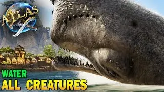 🐳Atlas All Water Creatures!! Boss Whale Destroys Town!! Atlas Early Access Gameplay