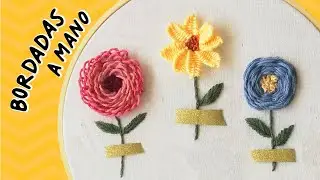 🌷 5 Beautiful Embroidery STITCHES for FLOWERS 🌺 BEGINNERS Hand Embroidery