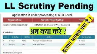 ll scrutiny pending : learner licence scrutiny pending: scrutiny - (verification of proof documents)