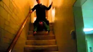 Human stairway sledding