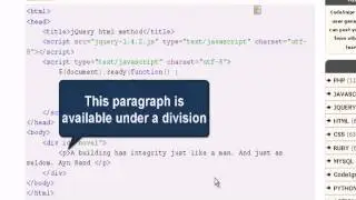 JQUERY Tutorial : jQuery html method