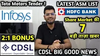 ASM LIST UPDATE TODAY, CDSL GOOD NEWS, 2:1 BONUS मिलेगा, HDFC BANK, INFOSYS
