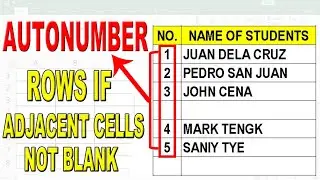 How to Autonumber Rows If Adjacent cell NOT Blank in Excel