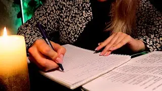 ASMR 📓 Study with me ✍🏼 Flipping pages / Writing / Unintelligible Whisper