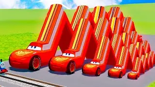 Big & Small ZigZag McQueen vs Trains, Giant Blenders, Circular Saws & More! – BeamNG drive