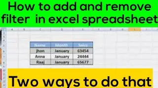 How to add and remove filter in excel| how to remove filter | how to add filter | filter short keys