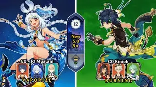 NEW 5.0 Spiral Abyss | C0R1 Mualani Vaporize & C0 Kinich Burning | 9★