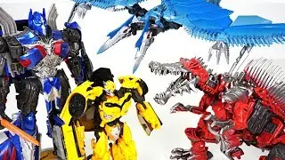 Transformers 5 dinosaur dinobot appeared! Scorn, Strafe, Optimus Prime, Bumblebee - DuDuPopTOY